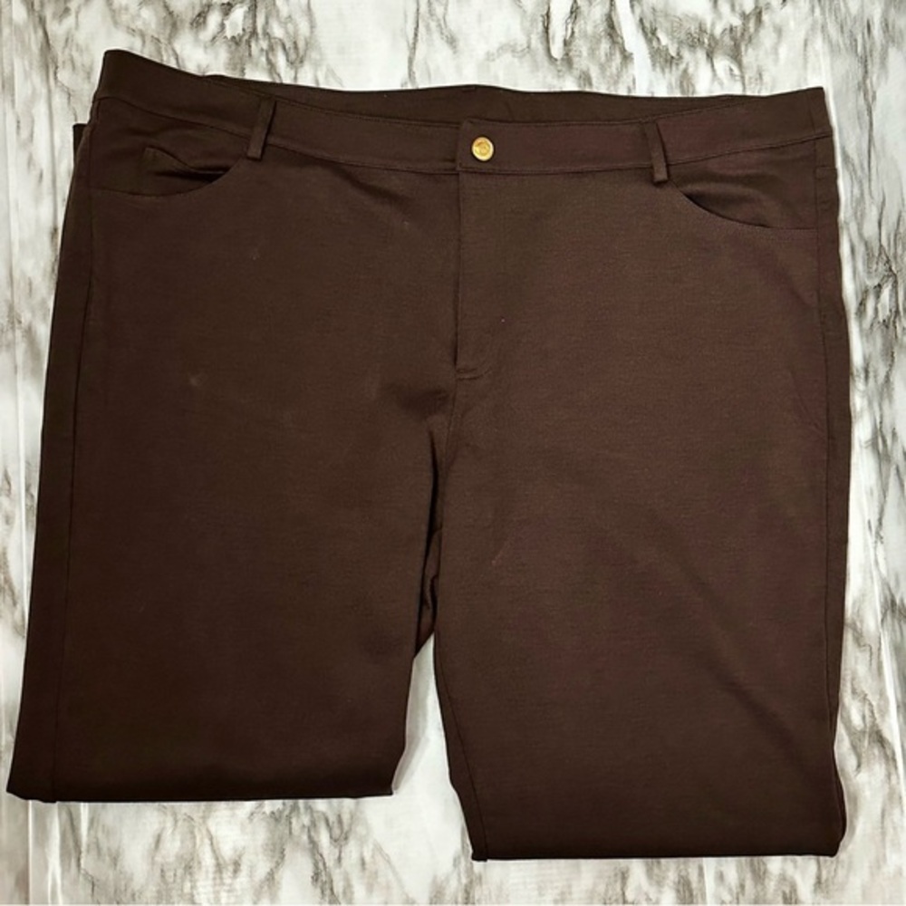 Michael Michael Kors Womens Sz 20 Brown Knit Pants Zip Gold Tone Hardware Fall